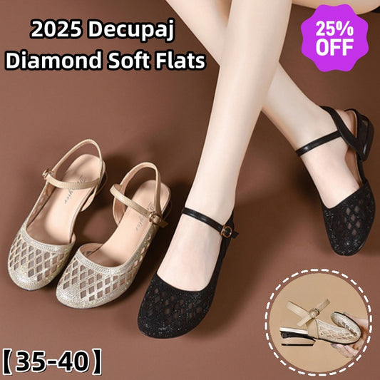 ✨🔥【35-40】 2025 pantofi plati de dama noi cu diamante si fund moale 